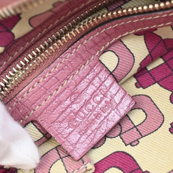 GUCCI Logo GG Pattern Shoulder Bag Canvas Leather Brown Pink Italy 31FC039 - Picture 14 of 16